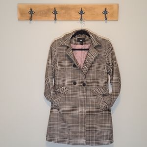 H&M Vintage Micro Houndstooth Button Closure Coat
